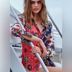 Cino Barbados Mix Button Down Shirt from Sundance boho colorful Small